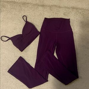 Lululemon purple set flare/straight leg pant, sports bra
